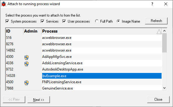 start-attach-wizard-processes