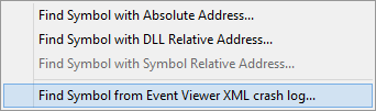 FindSymbolWithSymbolEventViewerXMLCrashLog