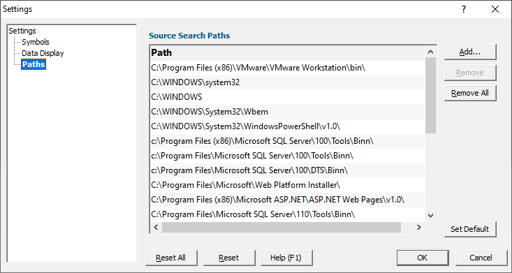 Source-code-paths-setting-dialog