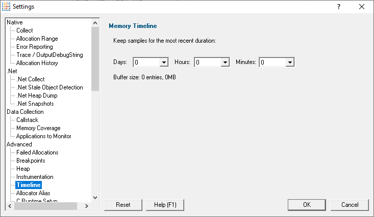 Memory timeline duration