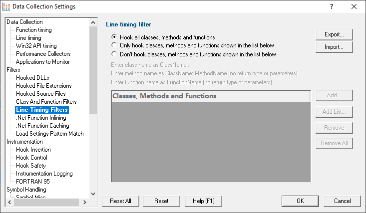 line-timing-filter-settings