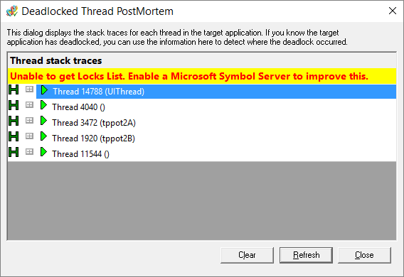 deadlocked-thread-postmortem-dialog-warning