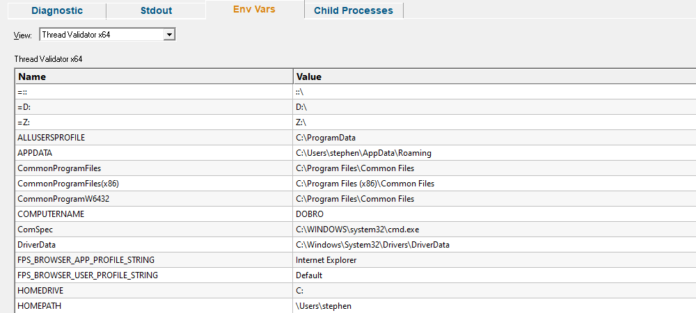 diagnosticEnvironmentVariables