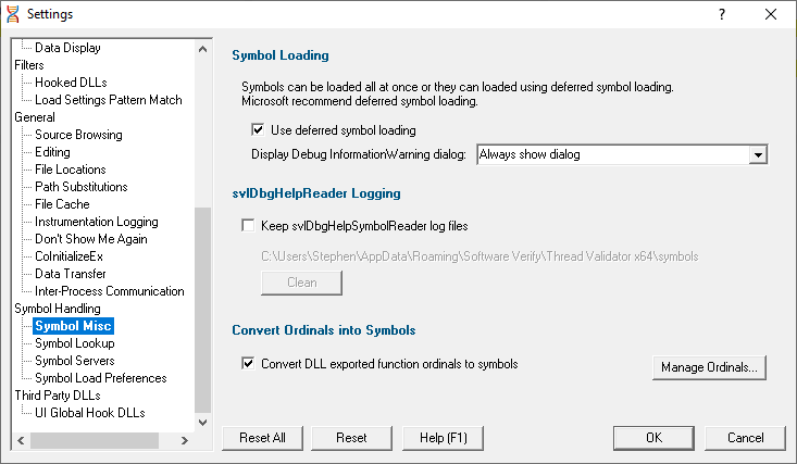 symbols-and-warnings-settings