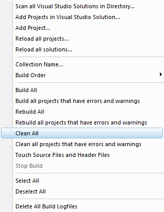 Menu-ProjectsCleanAll