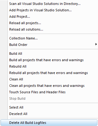 Menu-ProjectsDeleteAllBuildLogfiles