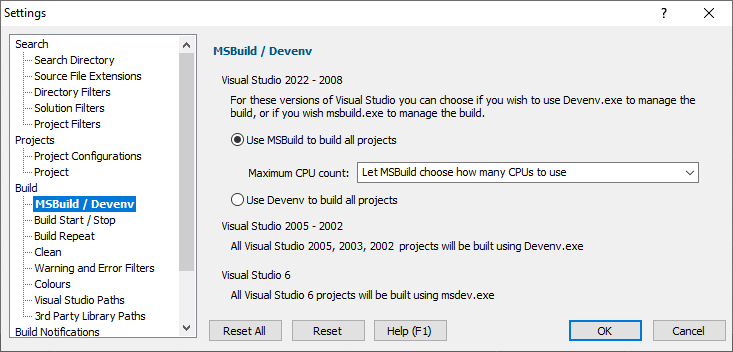 Settings-MSBuildDevenv