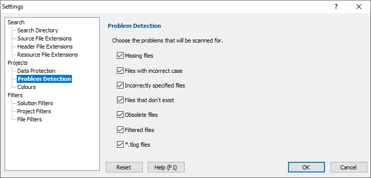 Settings-ProblemDetection