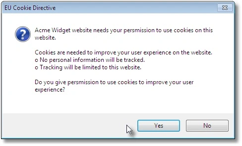 EU Cookie Directive (example)