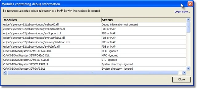 Coverage Debug Information