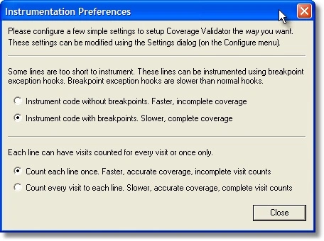 Coverage instrumentation preferences (old)