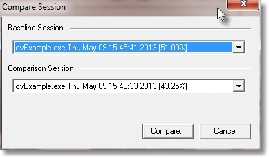 Session compare dialog