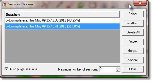 Session Manager dialog