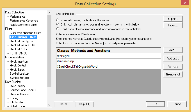 Performance Validator line timing filters