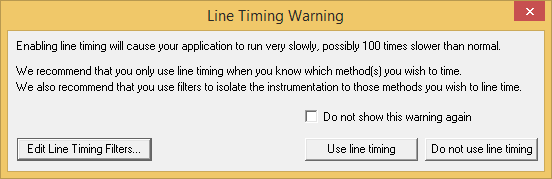 Performance Validator Line Timing Warning Dialog