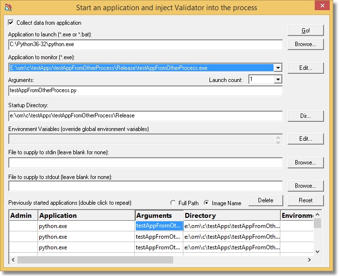 Launch dialog Python app to monitor