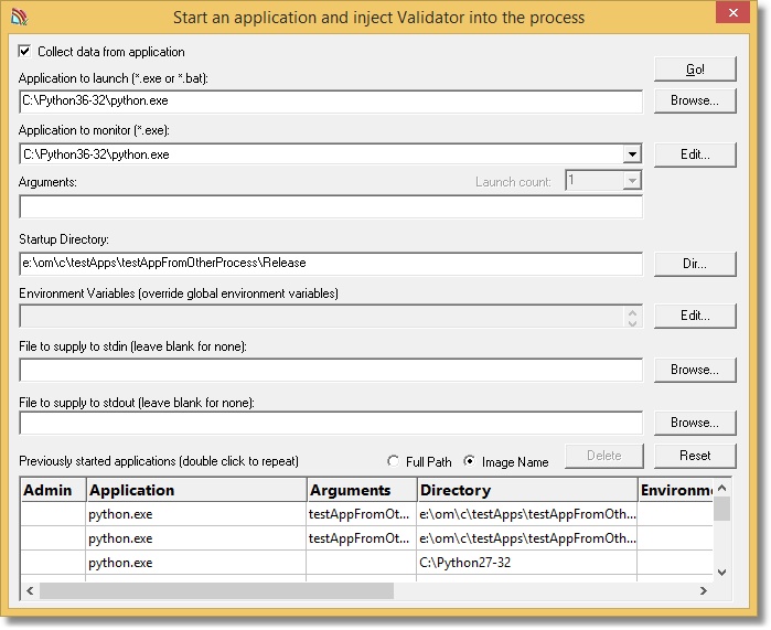 Launch dialog Python directory