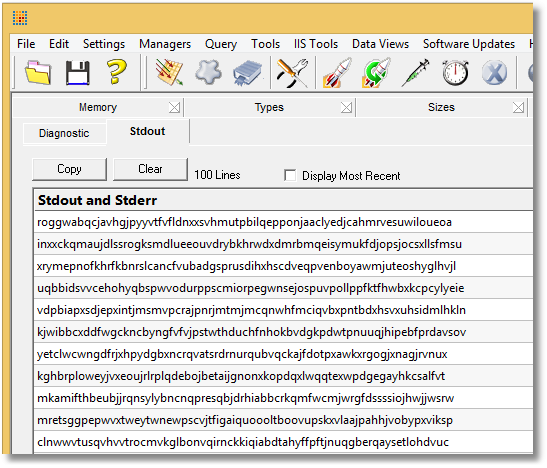 Stdout displayed on the diagnostic tab