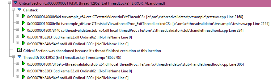 Thread Validator analysis abandoned critical sections because of exit()
