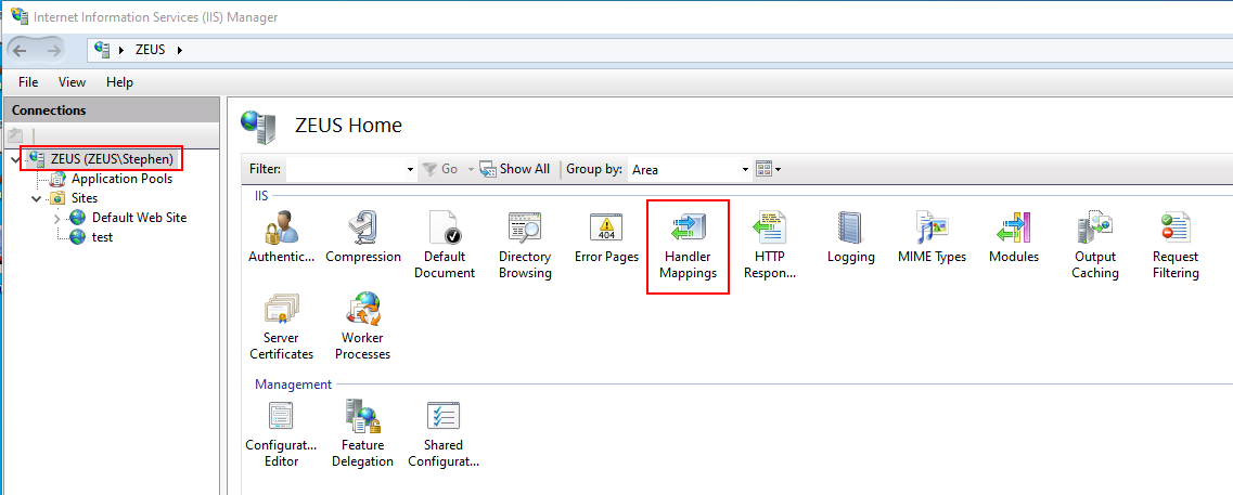 IIS handler mappings
