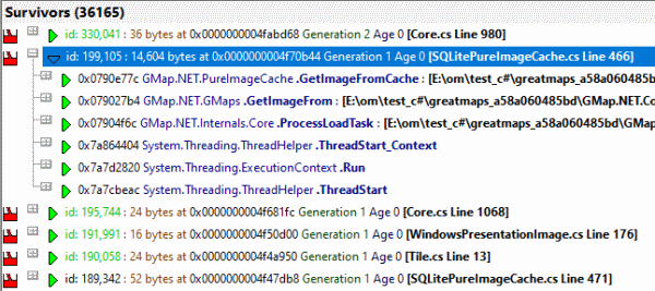 .Net memory snapshot with colour