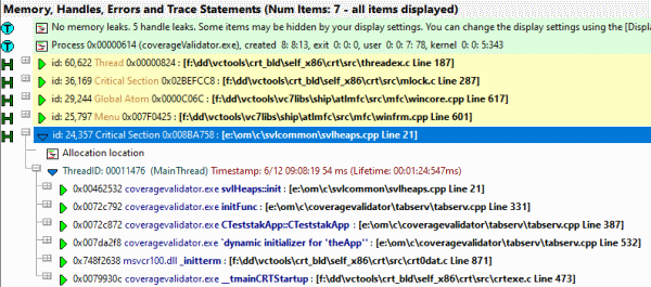 Memory Validator memory with colour