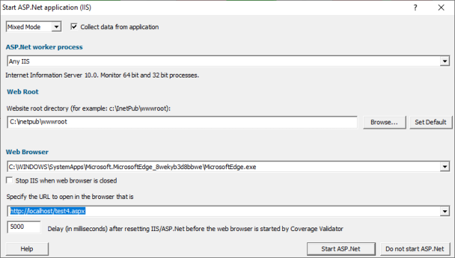 Start ASP.Net application with IIS