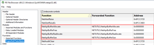 Netapi32.dll exported functions