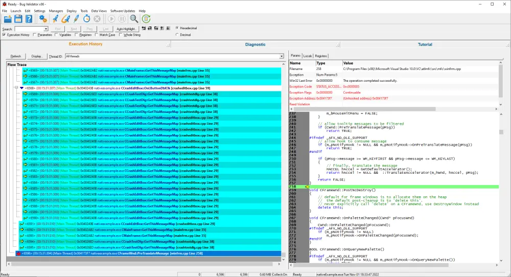 Bug Validator Complex Crash location