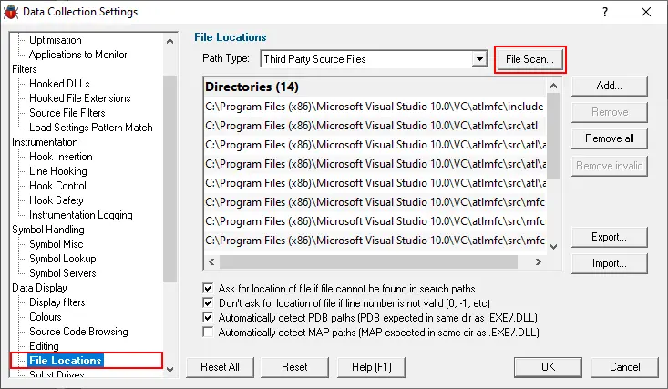 Bug Validator File Locations Third Party Files