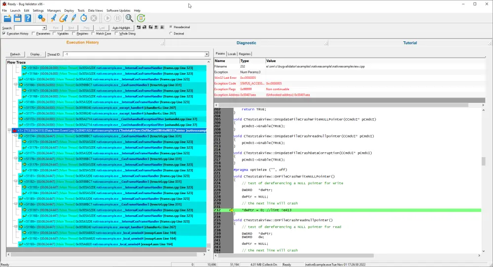 Bug Validator native application simple crash with MFC