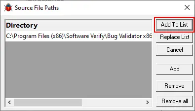 Source file paths dialog