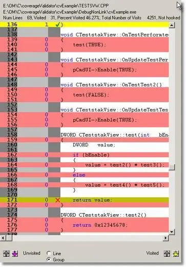 Coverage Validator interactive code coverage display