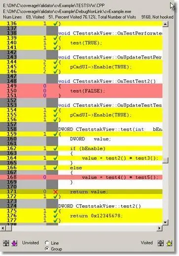 Coverage Validator interactive code coverage display