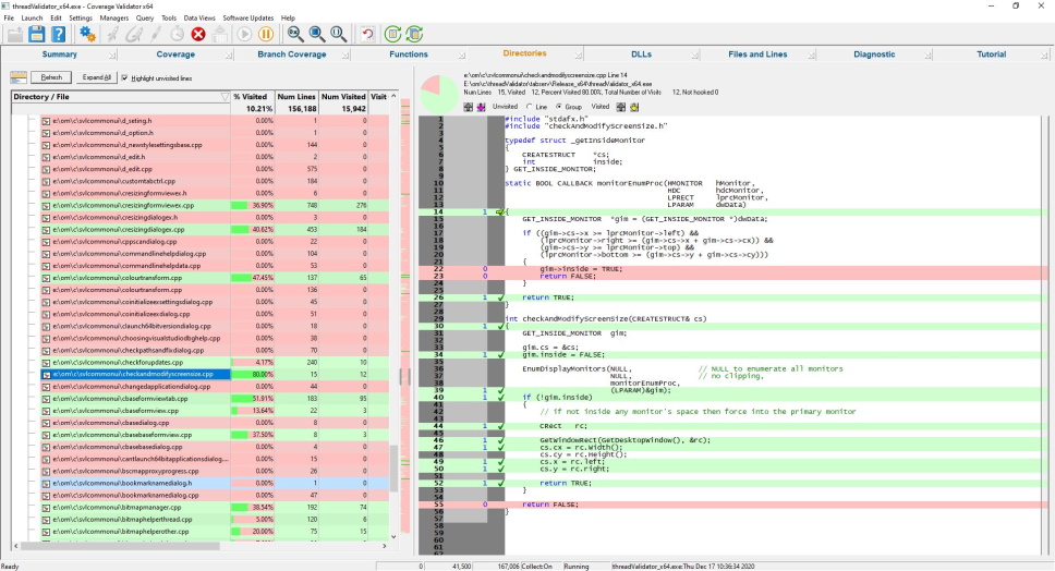 Coverage Validator directories display