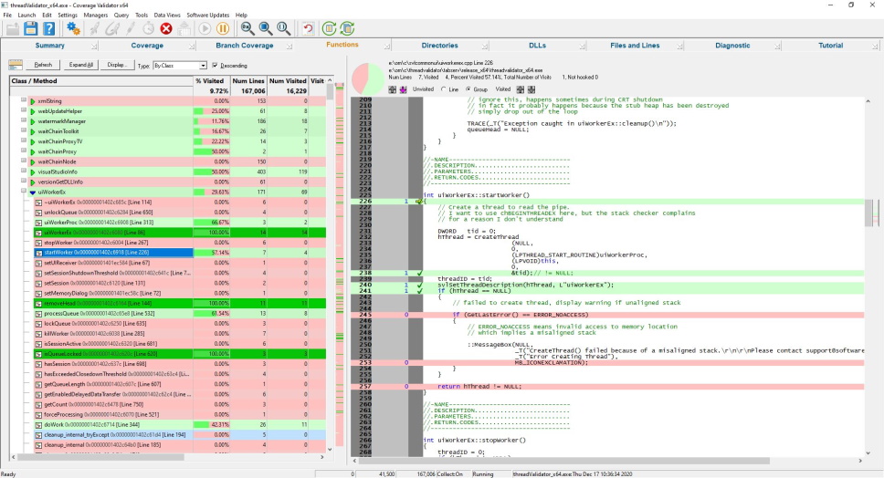 Coverage Validator functions display