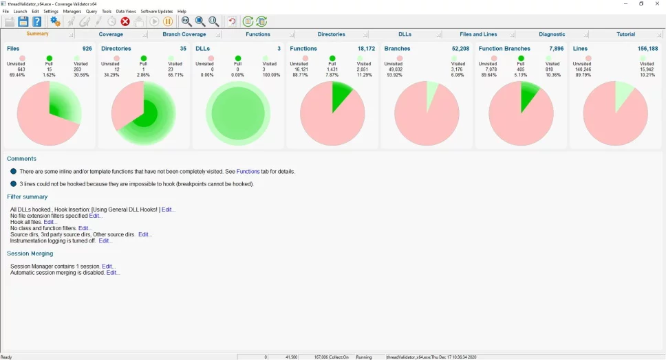 Coverage Validator summary display