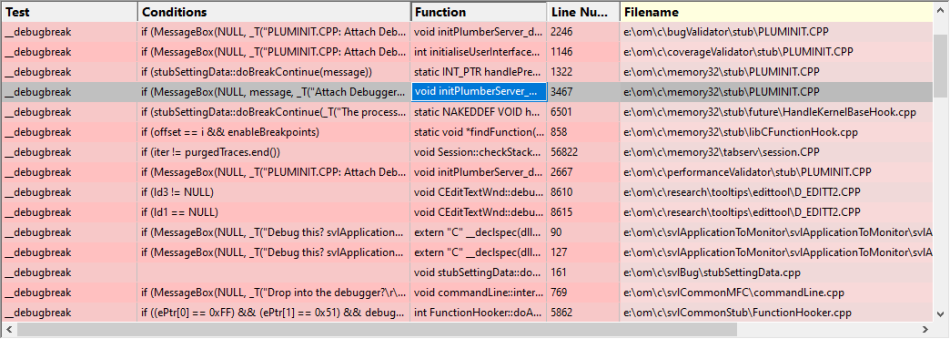 Debug Break Checker error report