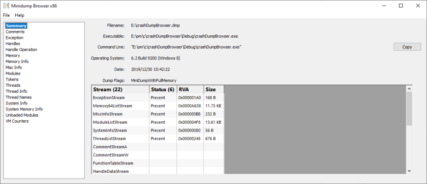 Minidump Browser