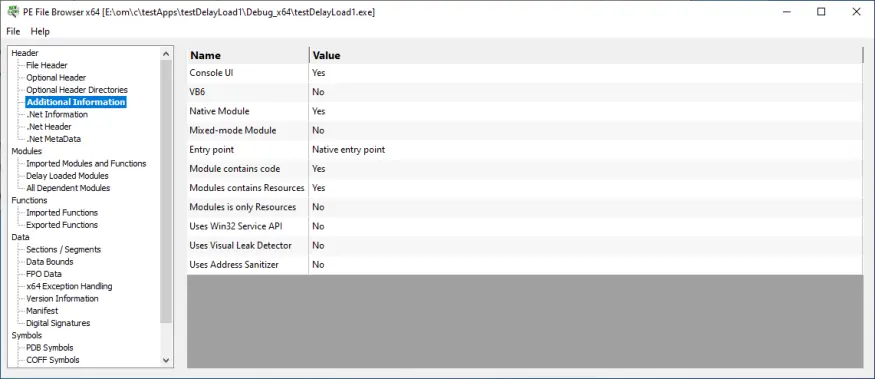 PE File Browser Additional Information