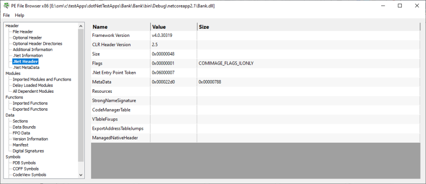 PE File Browser .Net Header