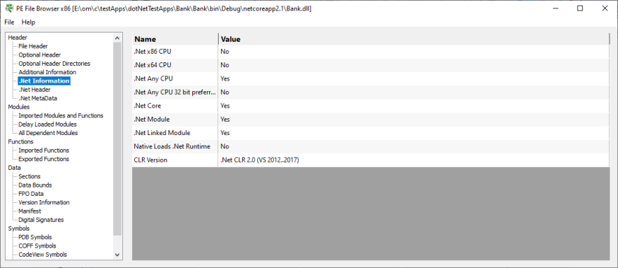 PE File Browser .Net Information