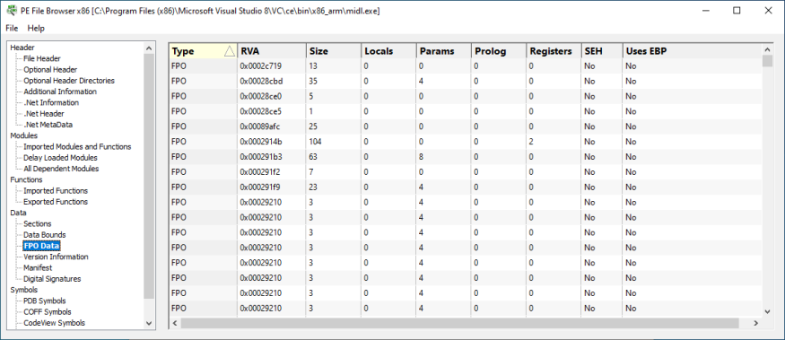 PE File Browser FPO Data