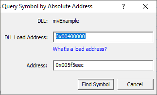 Query PDB Symbol By Absolute Address Dialog With Data