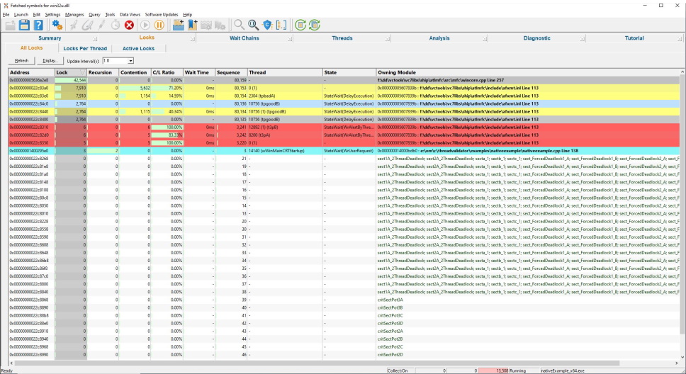 Thread Validator all locks view