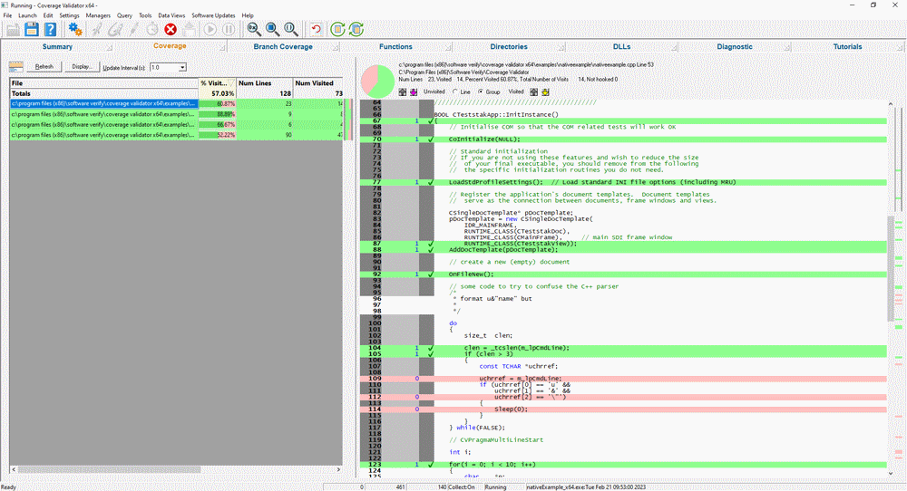 Coverage Validator coverage display native example 