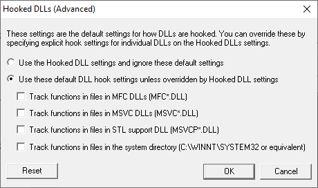 Coverage Validator Hooked DLLs advanced settings