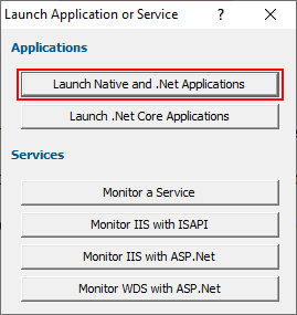 Coverage Validator launch application or service dialog
