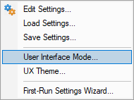 Coverage Validator settings menu user interface mode