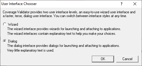 Coverage Validator user interface mode dialog (dialog)